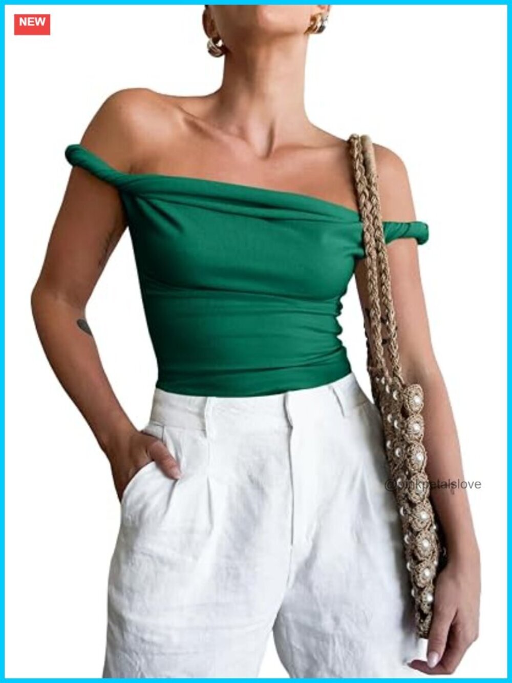 Off The Shoulder Sleeveless Slim Fit Stretchy Ribbed Tank Top Y2K